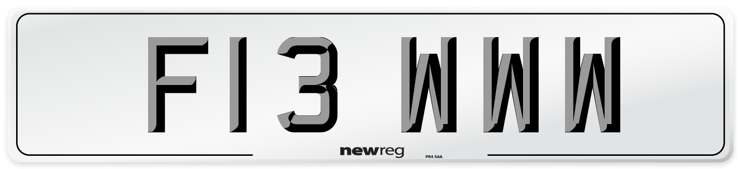 F13 WWW Number Plate from New Reg